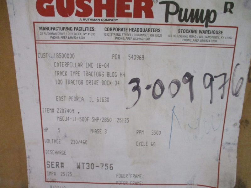 GUSHER PUMPS MSC4-11-500FJ W/ 36K635X100G1 208-230/460V 13.2-12/6A NSMP