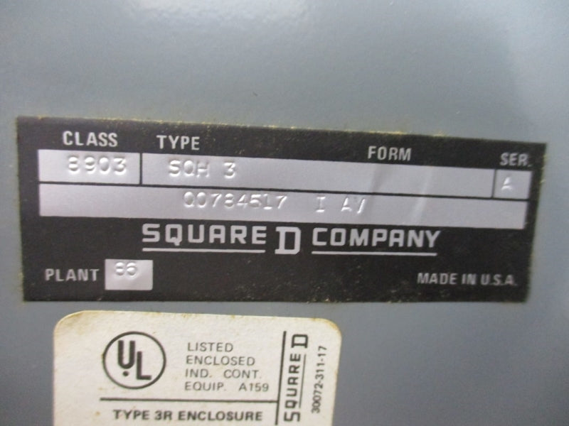 SQUARE D 8903SQH3 SER. A 600VAC 100A NSNP