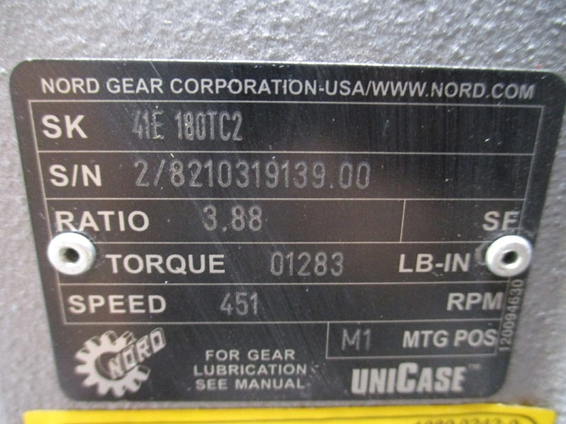 NORD GEAR SK41E180TC2 W/ TB WOODS 1114-146-1 V414-0046 NSNP