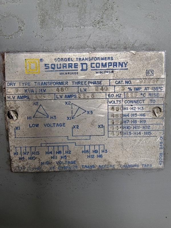 SQUARE D 9T75F 480V 21.6A UNMP