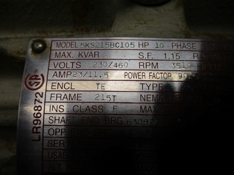 GE MOTORS 5KS215BC105 230/460V 23/11.5A NSMP