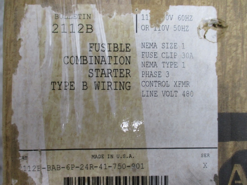 ALLEN BRADLEY 2112B-BAB-6P-24R-41-750-901 SER. X 480V NSMP
