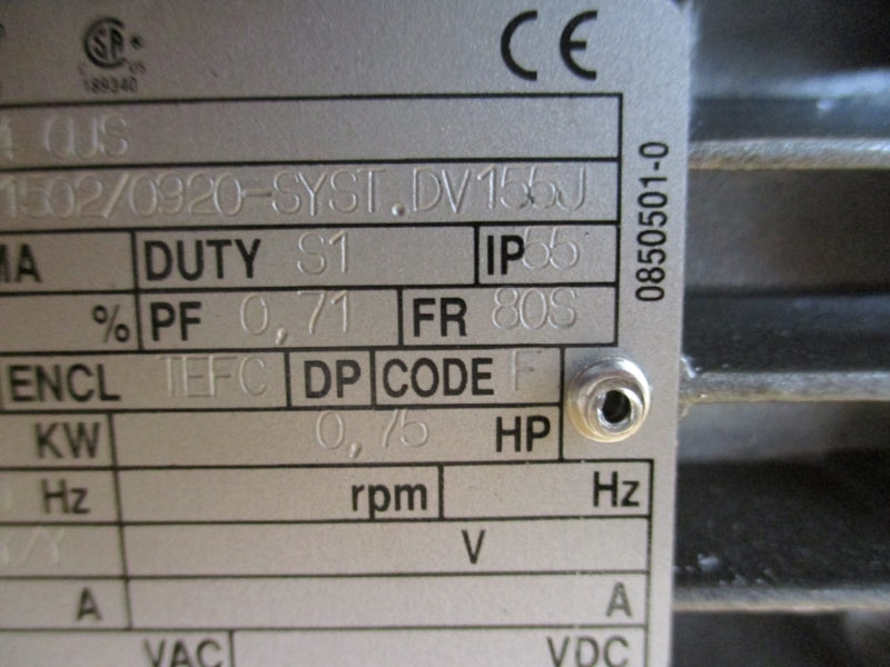 NORD GEAR SK12080VF-80S/4CUS NM33211502/0920-SYST.DV155J 230/460V 2.70/1.35A NSMP