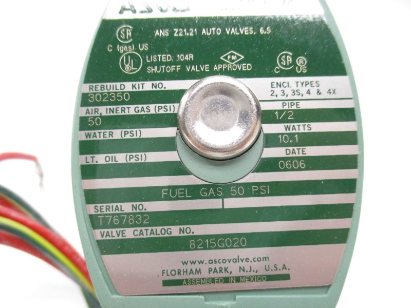 ASCO 8215G020 110/120V 50PSI 1/2" NSMP