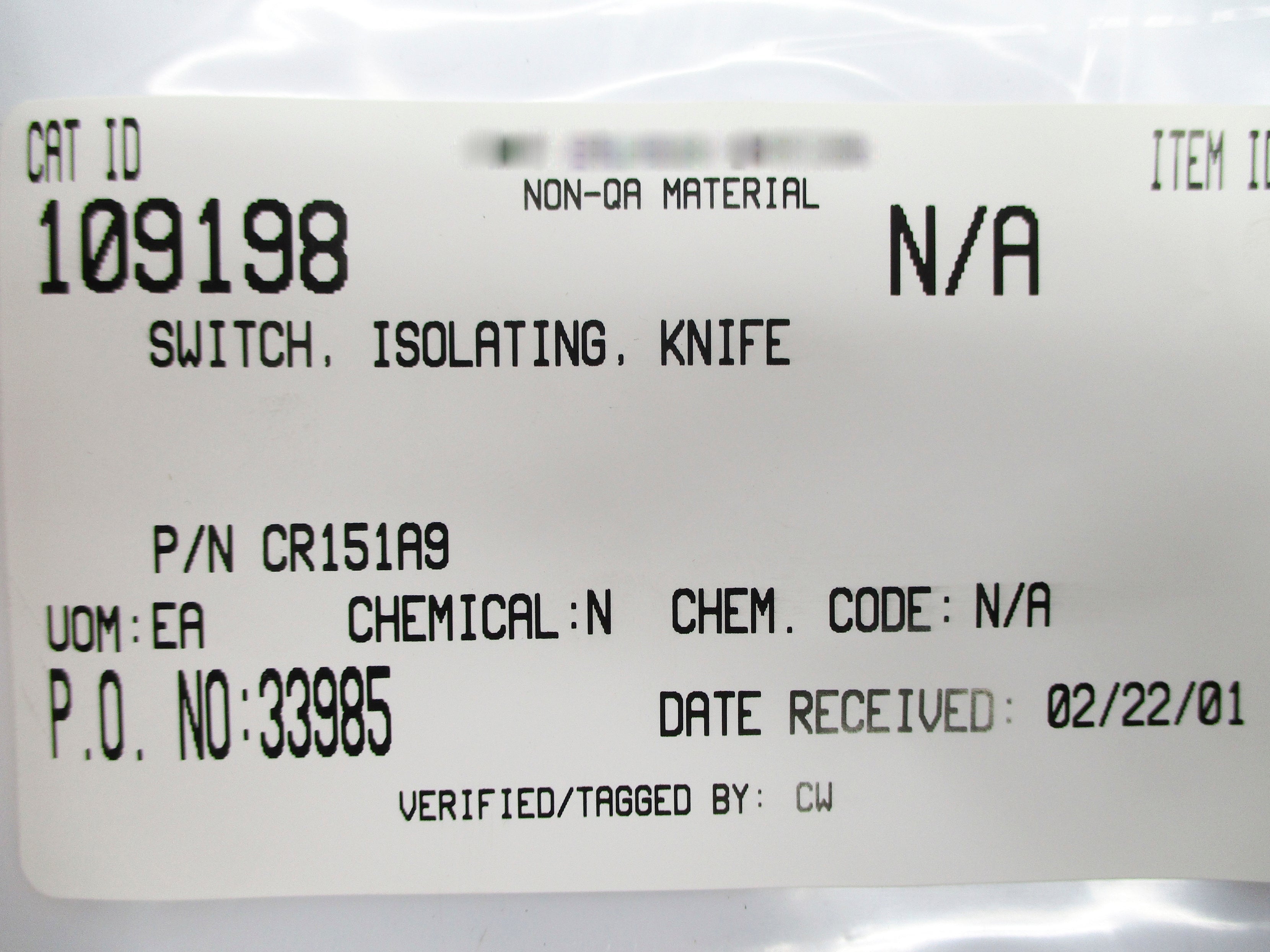 GENERAL ELECTRIC CR151A9 NSNP