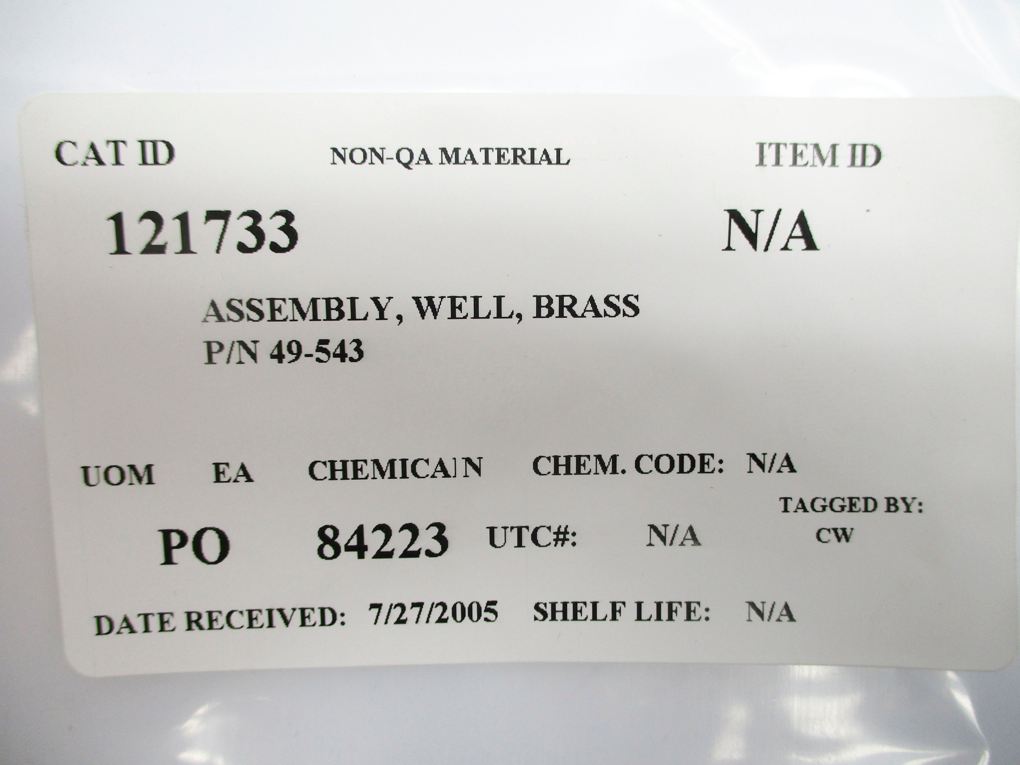 WELL ASSEMBLY BRASS 49-543 NSNP