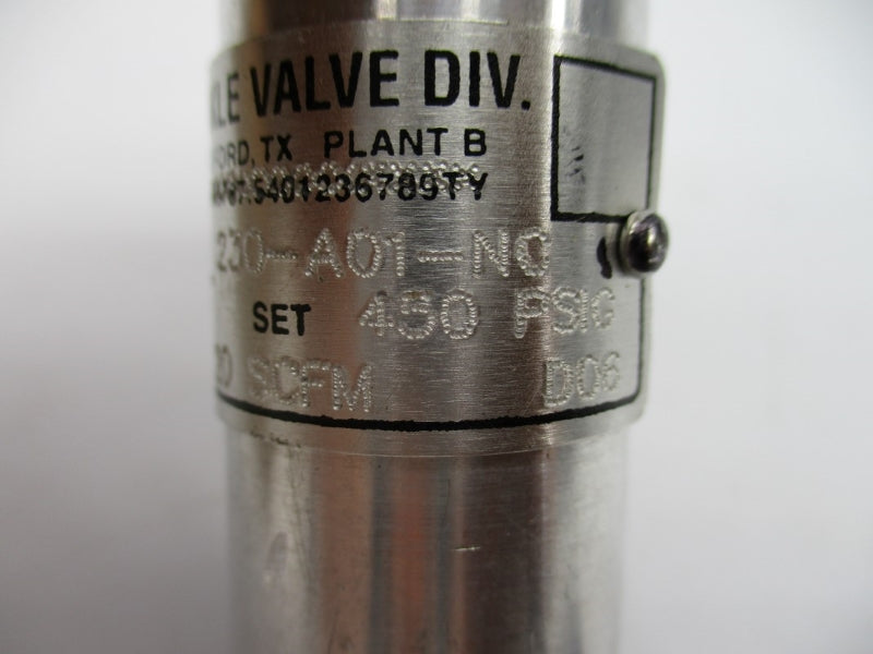 KUNKLE VALVE 0230-A01-NC0450 450PSI 1/4" NSMP