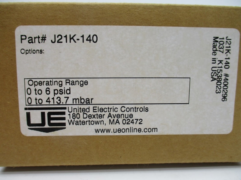 UNITED ELECTRIC CONTROLS J21K-140 480VAC 15A 0-6PSI NSMP