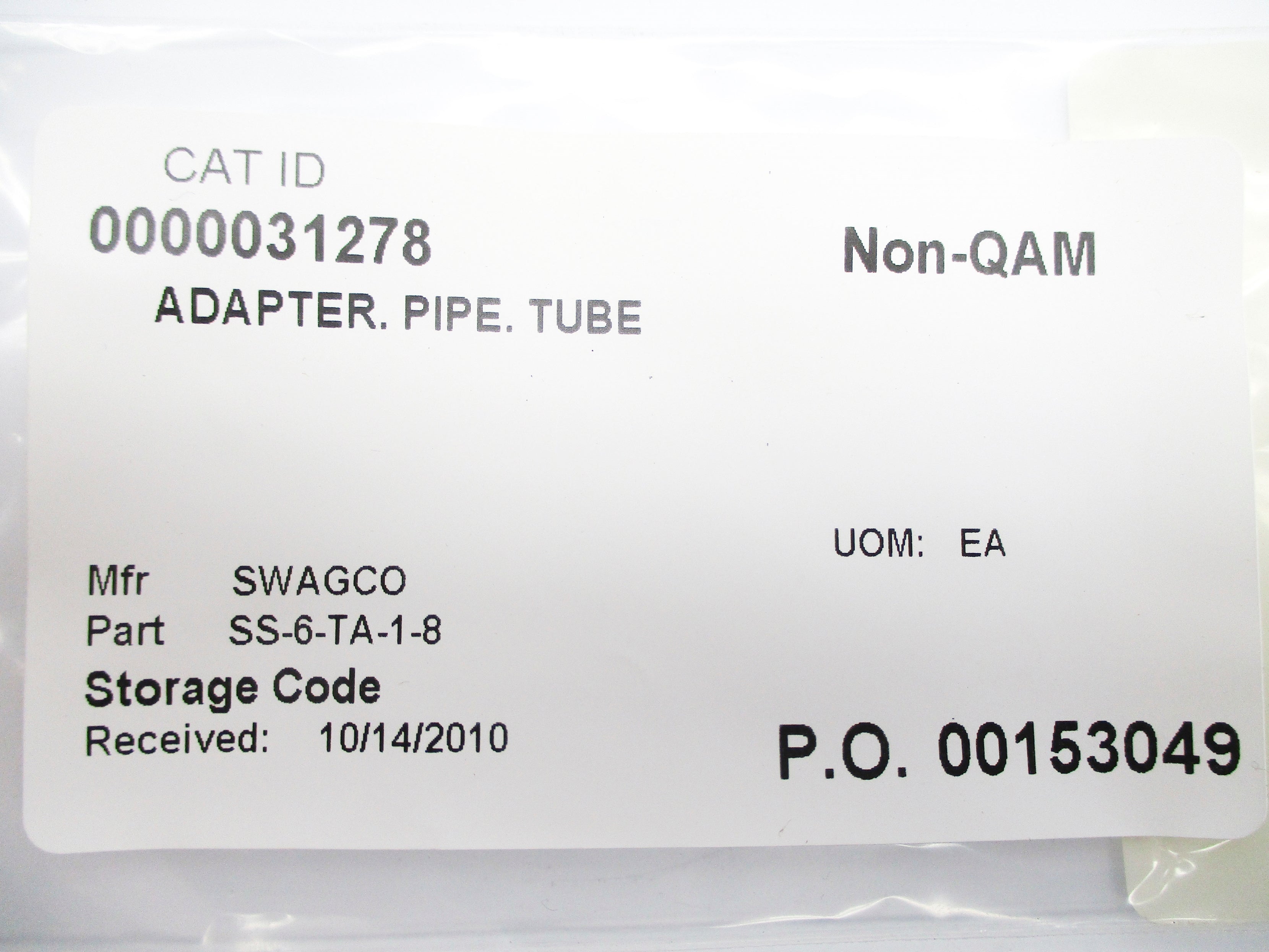 SWAGELOK SS-6-TA-1-8 NSNP