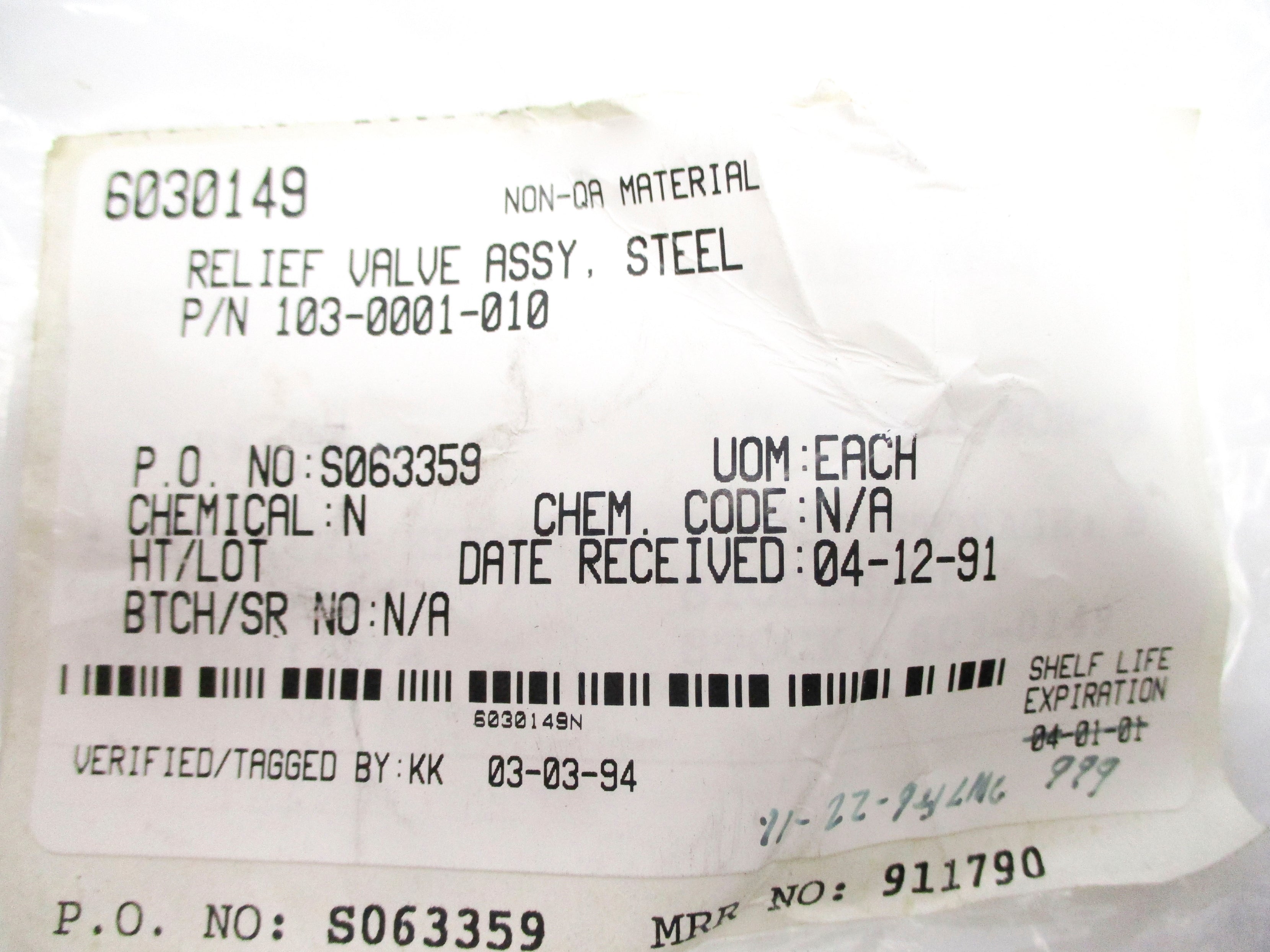 VALVE 103-0001-010 NSNP