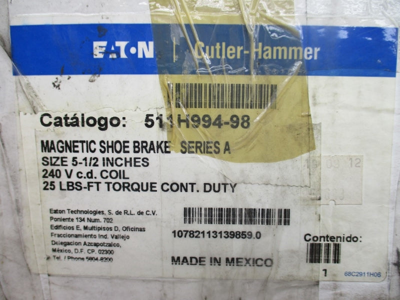 CUTLER HAMMER 511H994-98 SER. A 240VDC NSMP