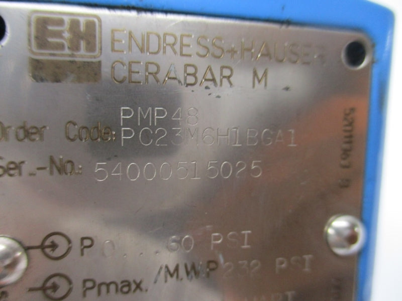 ENDRESS+HAUSER PMP48 PC23M6H1BGA1 30VDC 0-60PSI UNMP