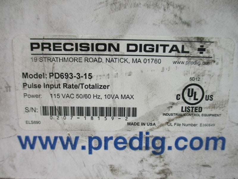 PRECISION DIGITAL PD693-3-15 115VAC 2A NSMP