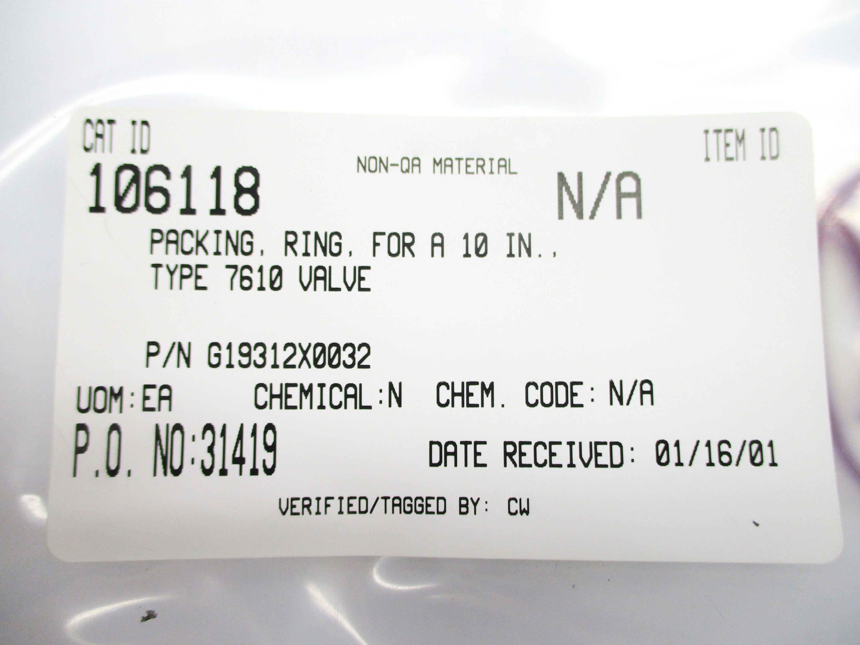 PACKING RING G19312X0032 (PKG OF 10) NSNP