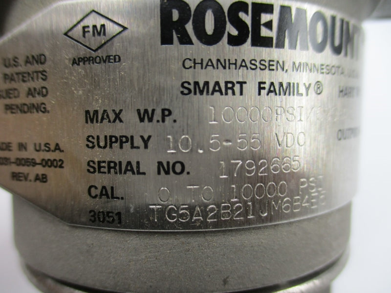 ROSEMOUNT 3051TG5A2B21JM6B4E5 10.5-55VDC 10000PSI NSMP