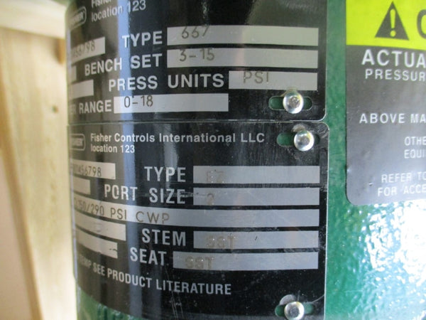 FISHER CONTROLS TYPE 667 SIZE 40 F001456798 3-15PSI NSNP