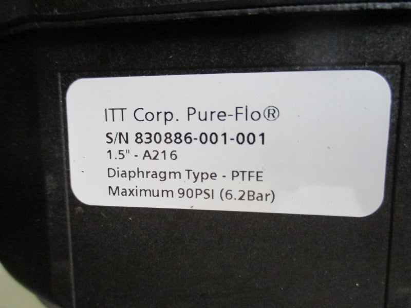 ITT PURE-FLO 1.5-316L-RA25MAX 60PSI STAINLESS VALVE ASSEMBLY NSMP