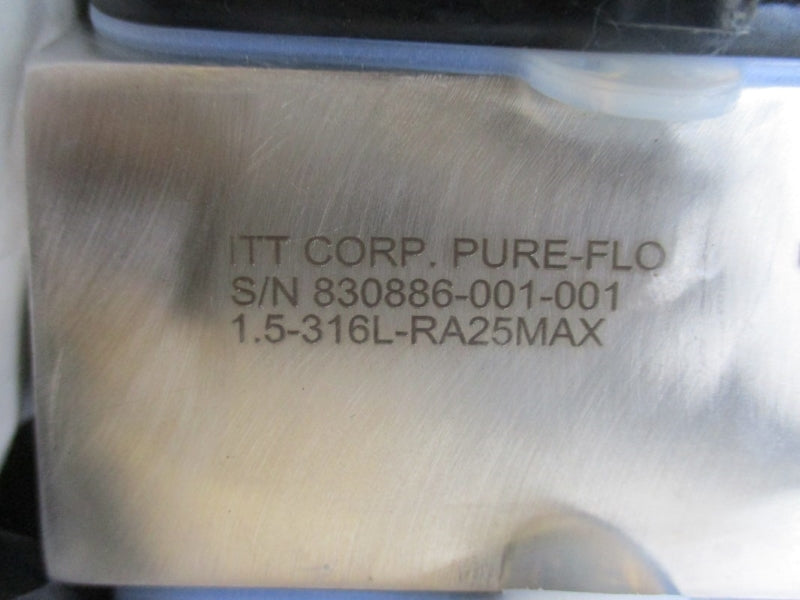 ITT PURE-FLO 1.5-316L-RA25MAX 60PSI STAINLESS VALVE ASSEMBLY NSMP