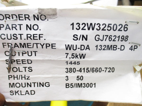 BROOK CROMPTON WU-DA132MB-D 132W325026 440-480V 15.9-15.1A NSMP