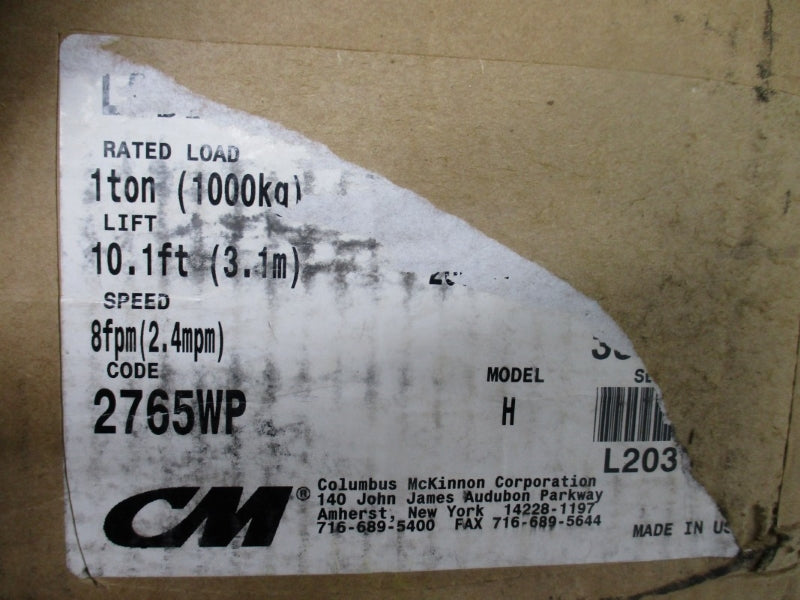 COLUMBUS MCKINNON MODEL H 440-480V 1.3/2.2A 1TON 10.1' NSMP