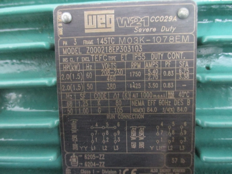 WEG Z000218EP303103 208-230/460V 5.40/2.70A NSNP