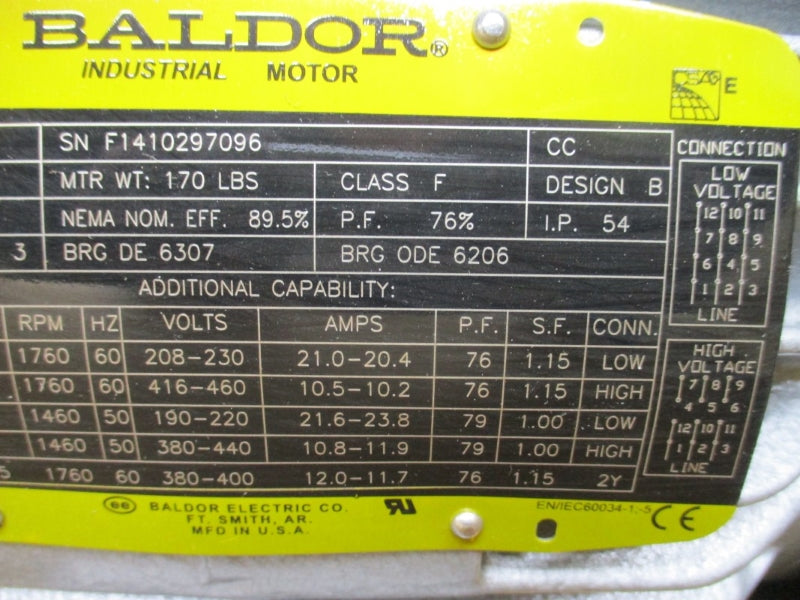 BUSCH RA0165D5061102 W/ BALDOR 0623.912.881 230/460V 20.4/10.2A NSMP