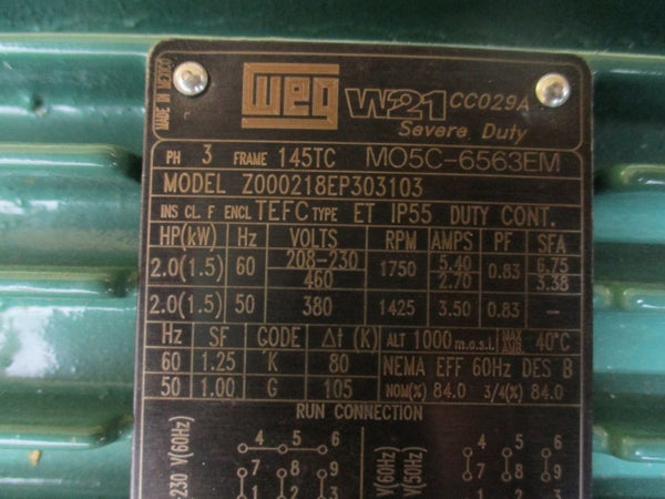 ALFA LAVAL 9634060364 C-2M180-S2ES14T0-002A18WWA W/ WEG Z000218EP303103 208-230/460V 5.40/2.70A NSMP