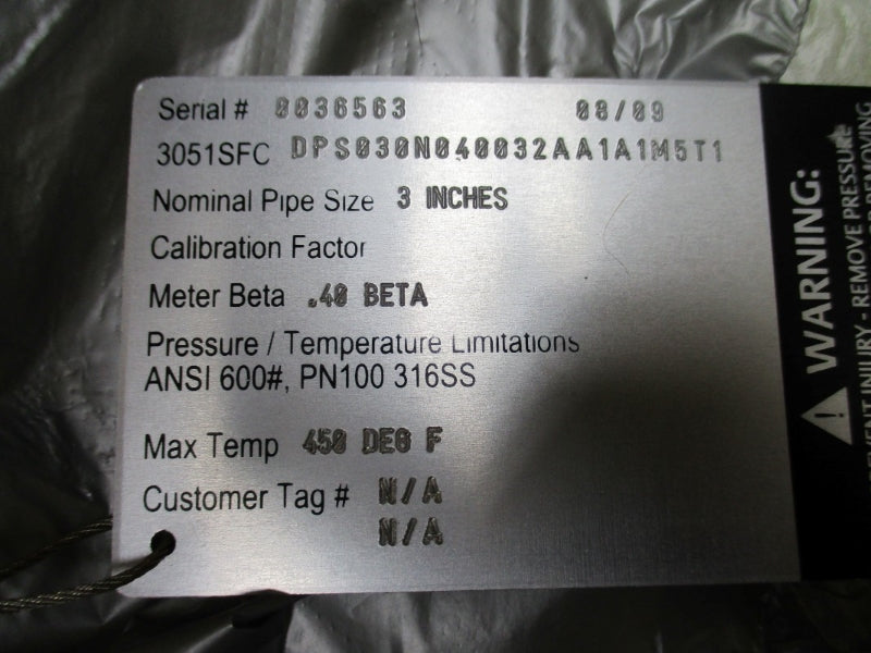 ROSEMOUNT 3051SFCDPS030N040032AA1A1M5T1 450'F 3" NSMP