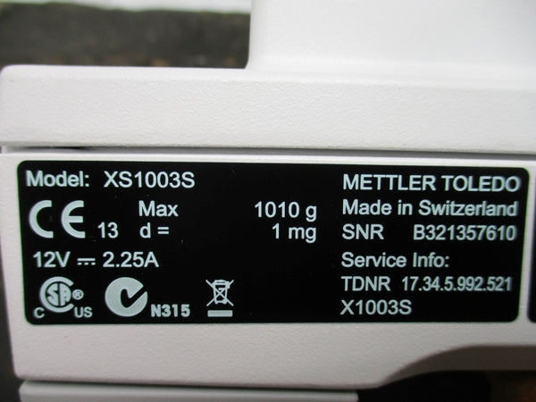 METTLER TOLEDO XS1003S 12V 2.25A NSMP