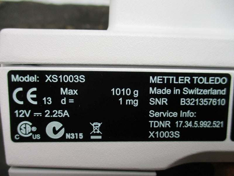 METTLER TOLEDO XS1003S 12V 2.25A NSMP