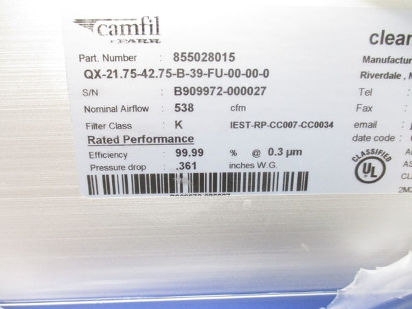 CAMFIL FARR 855028015 QX-21.75-42.75-B-39-FU-00-00-0 NSMP