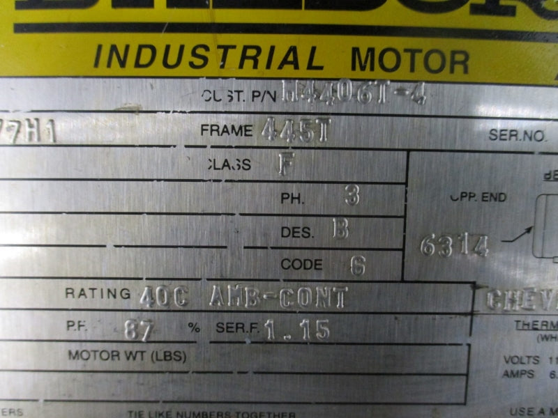 BALDOR M4406T-4 150 HP 445T FRAME 1780 RPM 460V 170A NSNP