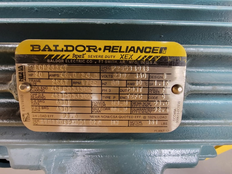 FLOWSERVE MK3STD 2K6X4-10HRV/7.81 W/ BALDOR ECP2334T 230/460V 48.0/24.0A 250PSI 100'F NSMP