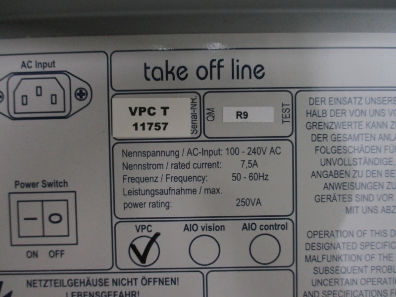 LAUER VPC VT212B.II.NTR 100-240VAC 7.5A NSMP
