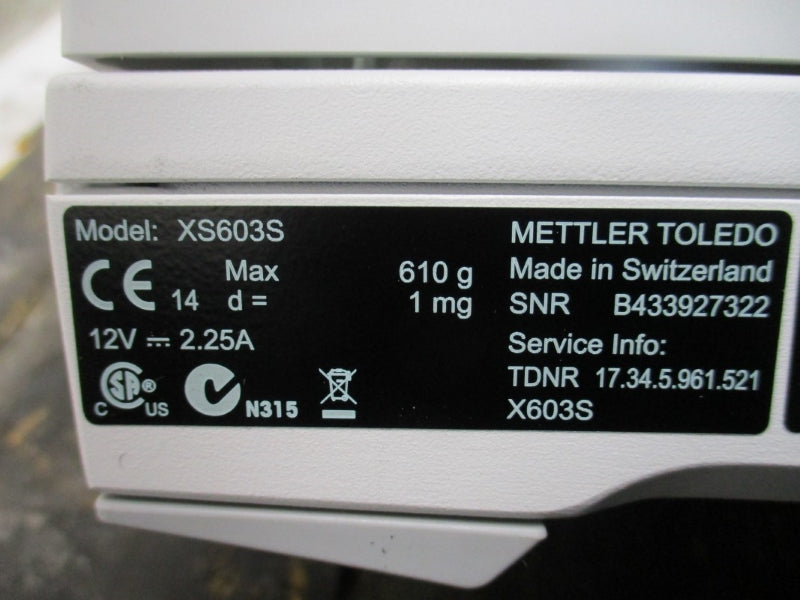 METTLER TOLEDO XS603S 12V 2.25A NSMP