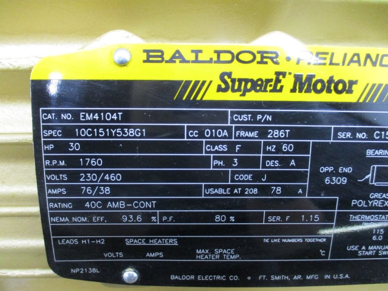 BALDOR EM4104T 230/460V 76/38A NSNP