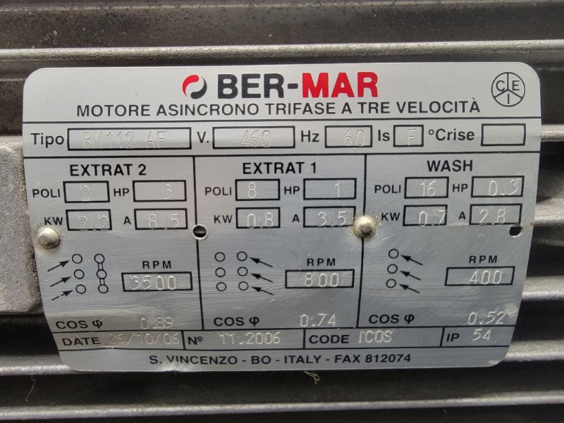 BER-MAR BM112AF 460V 8.5/3.5/2.8A NSNP