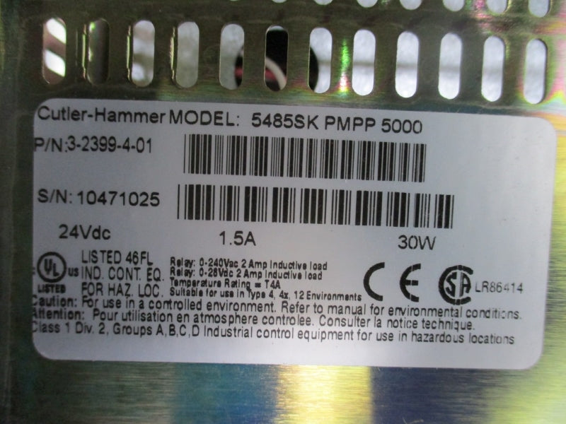 CUTLER HAMMER 5485SK 3-2399-4-01 PMPP 5000 24VDC 1.5A NSMP