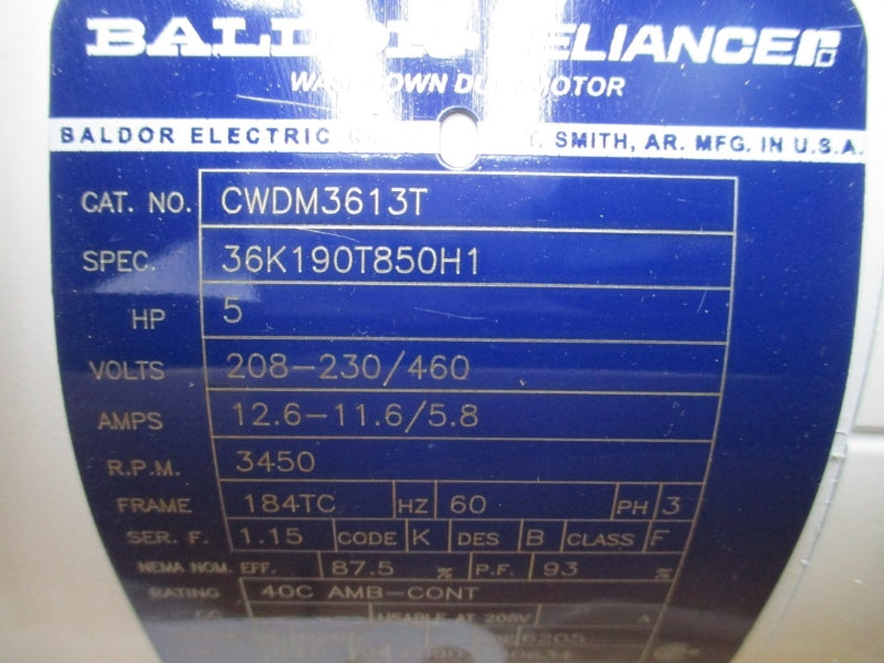 BALDOR CWDM3613T 208-230/460V 12.6-11.6/5.8A NSMP