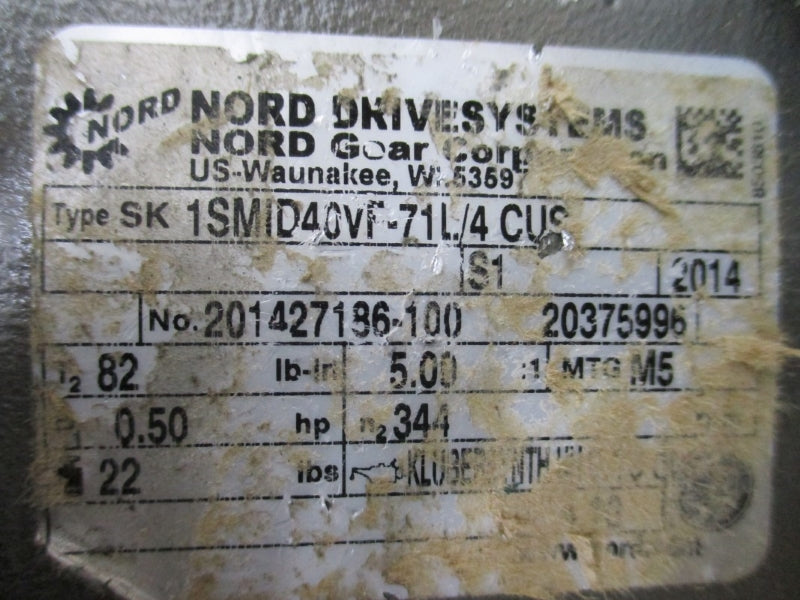 SPX LIGHTNIN MBI405C37 W/ NORD 71L/4CUS 1SMID40VF-71L/4CUS 230/460V 1.90/0.95A NSMP