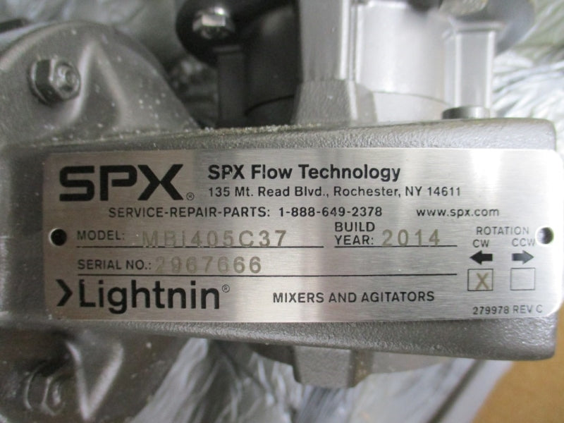 SPX LIGHTNIN MBI405C37 W/ NORD 71L/4CUS 1SMID40VF-71L/4CUS 230/460V 1.90/0.95A NSMP