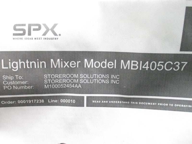 SPX LIGHTNIN MBI405C37 W/ NORD 71L/4CUS 1SMID40VF-71L/4CUS 230/460V 1.90/0.95A NSMP