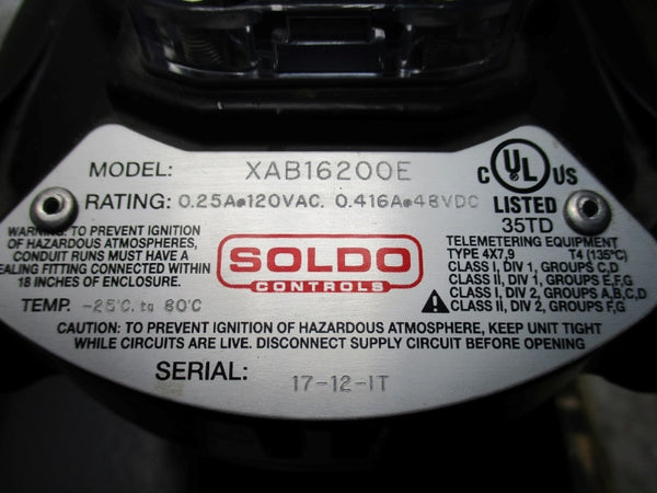 TRU-FLO MT66SR4F10/F14 W/ SOLDO CONTROLS XAB16200E 120VAC 0.25A 150PSI NSNP