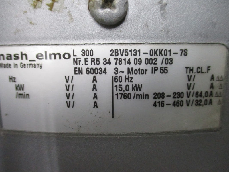 SIEMENS NASH ELMO 2BV5131-0KK01-7S 208-230/416-460V 64.0/32.0A NSNP