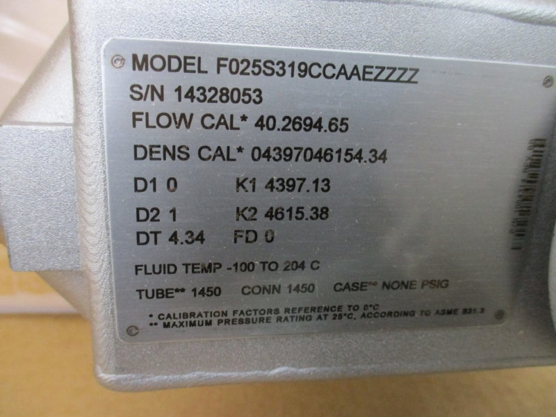 MICRO MOTION F025S319CCAAEZZZZ 17.3V -40'-+60'C NSMP