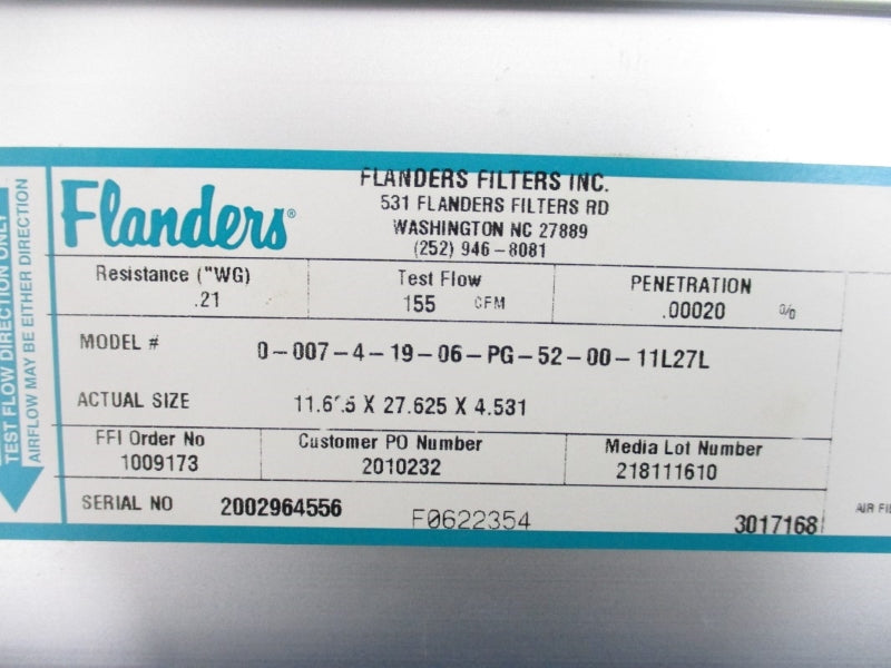 FLANDERS 0-007-4-19-06-PG-52-00-11L27L 1.625X27.625X4.531 NSMP