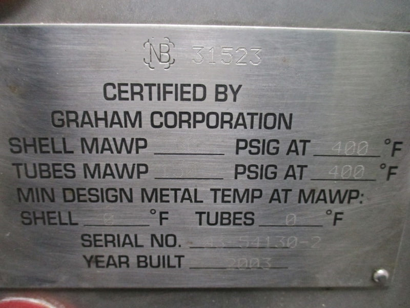 GRAHAM CORPORATION 124C4C-14S 150PSI 400'F NSNP