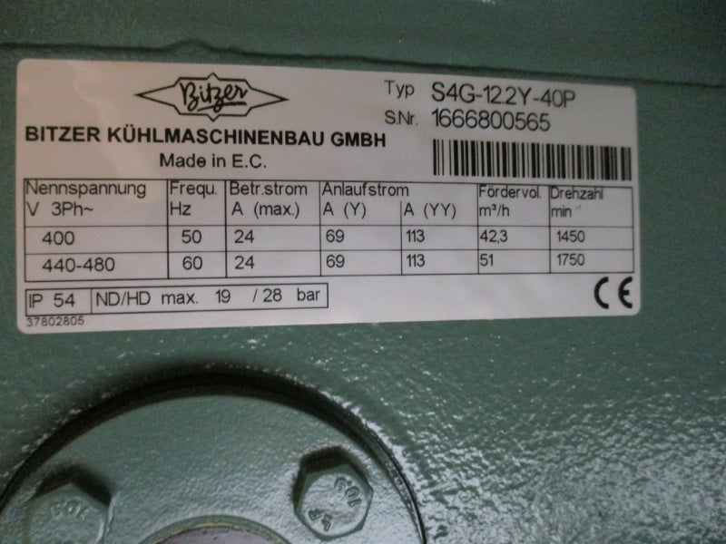 BITZER S4G-12.2Y-40P 400/440-480V 24/69/113A NSMP