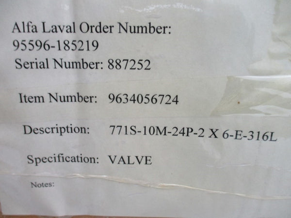 ALFA LAVAL 771S-10M-24P-2 X 6-E-316L NSMP