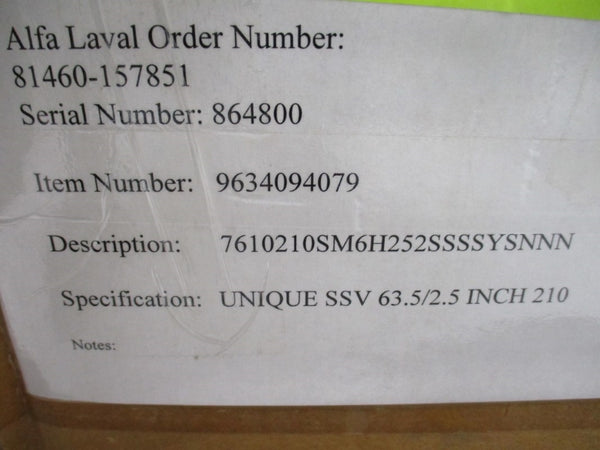 ALFA LAVAL 7610210SM6H252SSSSYSNNN NSMP